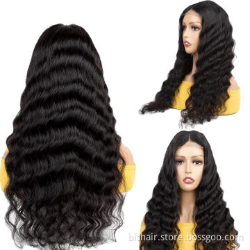 Cheap Loose Deep Wave Wig16inch-28inch Lace Front Human Hair Wigs For Women 13x4 HD Lace Frontal Wig180% density natural color